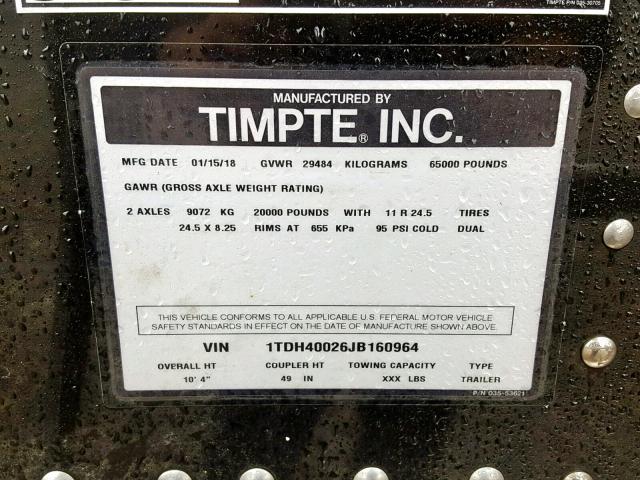 1TDH40026JB160964 - 2018 TIMP HOPPER TRL BLACK photo 10