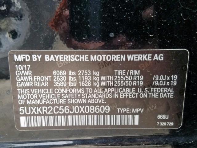 5UXKR2C56J0X08609 - 2018 BMW X5 SDRIVE3 BLACK photo 10