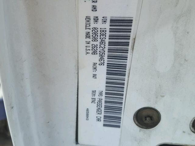 1B3ES46C2YD504676 - 2000 DODGE NEON BASE WHITE photo 10