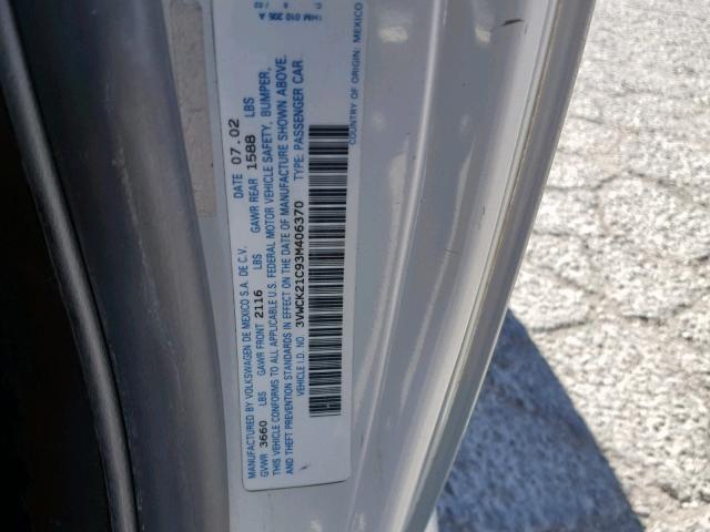 3VWCK21C93M406370 - 2003 VOLKSWAGEN NEW BEETLE Gümüş foto 10