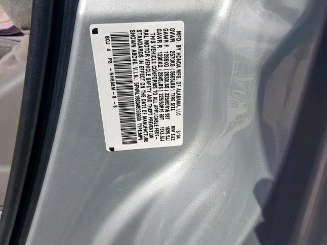 5FNRL18834B093909 - 2004 HONDA ODYSSEY EX GRAY photo 10