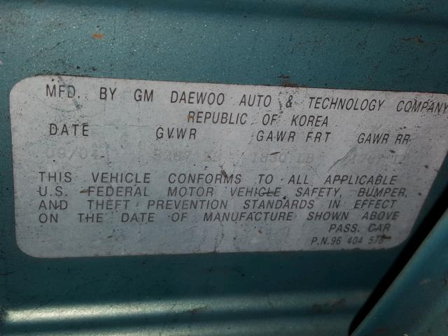 KL1TD62605B311744 - 2005 CHEVROLET AVEO BASE Dəniz mavisi foto 10