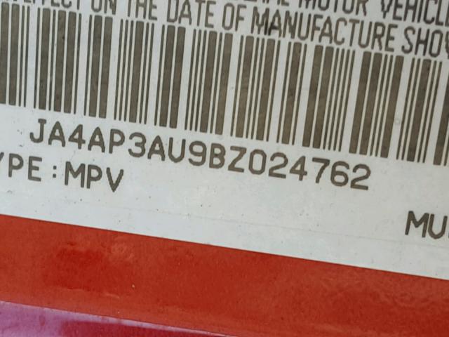 JA4AP3AU9BZ024762 - 2011 MITSUBISHI OUTLANDER RED photo 10