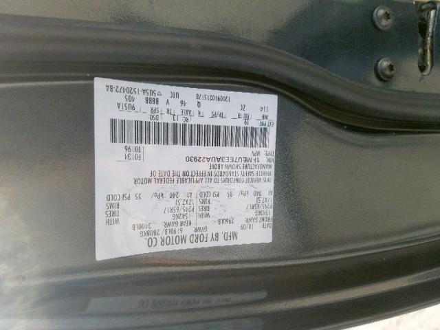 1FMEU7EE3AUA22930 - 2010 FORD EXPLORER E GRAY photo 10