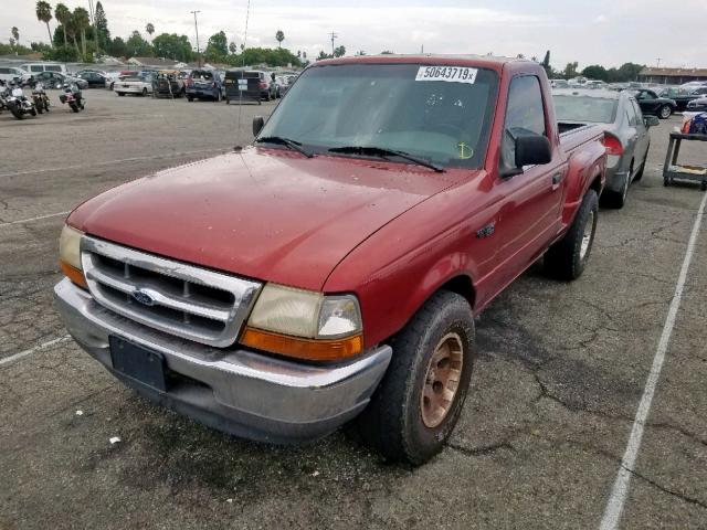 1FTYR10V7XPB87829 - 1999 FORD RANGER RED photo 2