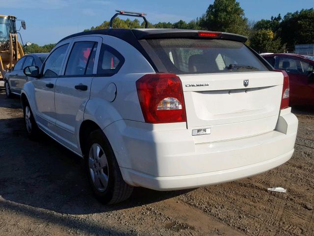 1B3HB28B97D512035 - 2007 DODGE CALIBER WHITE photo 3