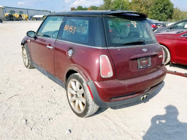 WMWRE33415TD94381 - 2005 MINI COOPER S BURGUNDY photo 3