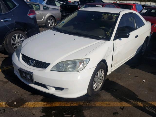 1HGEM22105L068527 - 2005 HONDA CIVIC DX V WHITE photo 2