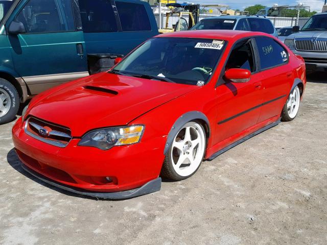 4S3BL686554218804 - 2005 SUBARU LEGACY GT RED photo 2