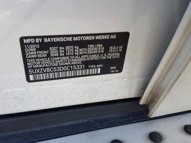 5UXZV8C53D0C15331 - 2013 BMW X5 XDRIVE5 WHITE photo 10