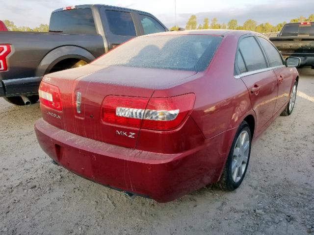 3LNHM26T68R660605 - 2008 LINCOLN MKZ RED photo 4