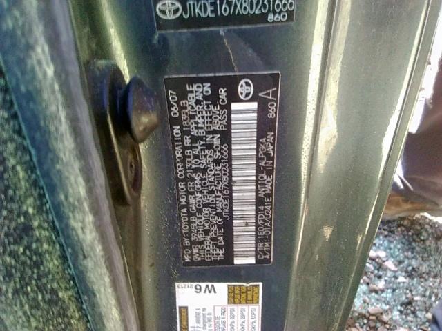 JTKDE167X80231666 - 2008 TOYOTA SCION TC Grafit foto 10