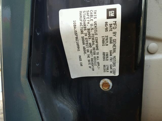 1G8AJ55F96Z109941 - 2006 SATURN ION LEVEL GREEN photo 10