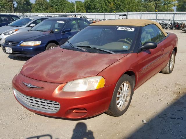 1C3EL45U91N626803 - 2001 CHRYSLER SEBRING LX RED photo 2