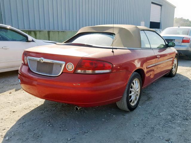 1C3EL45U91N626803 - 2001 CHRYSLER SEBRING LX RED photo 4