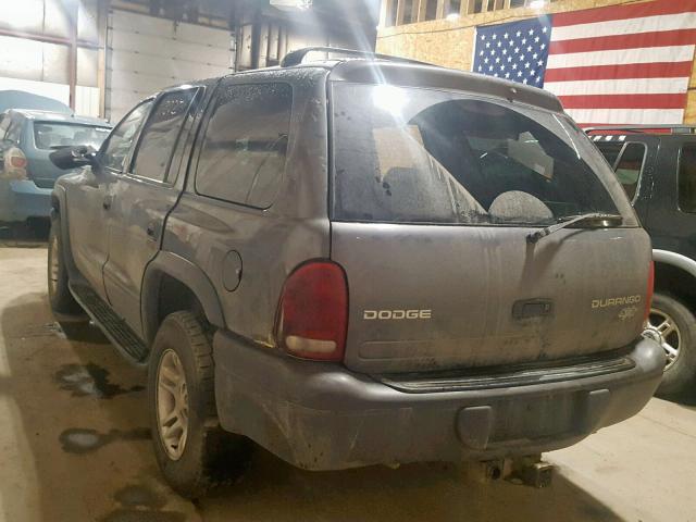 1D4HS38N53F626484 - 2003 DODGE DURANGO SP GRAY photo 3