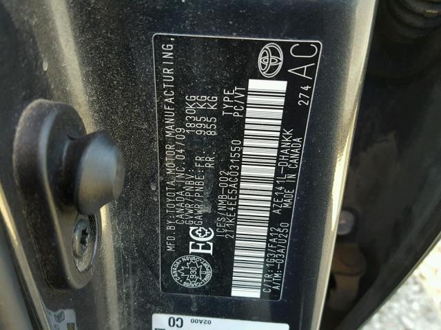 2T1KE4EE5AC031550 - 2010 TOYOTA COROLLA MA GRAY photo 10