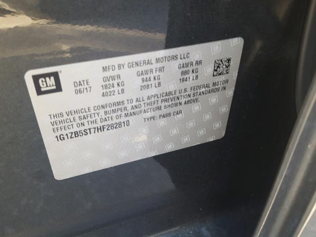 1G1ZB5ST7HF282810 - 2017 CHEVROLET MALIBU LS 石墨色 照片 10