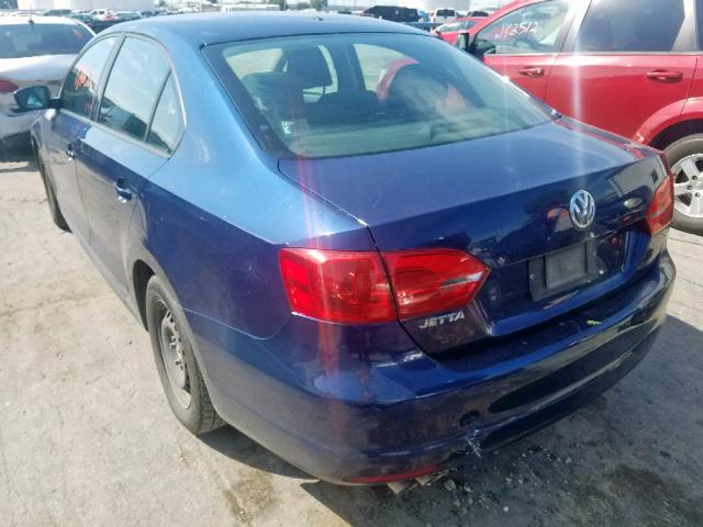 3VW2K7AJ9CM404657 - 2012 VOLKSWAGEN JETTA BASE BLUE photo 3