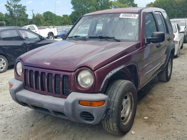 1J4GK48K12W326874 - 2002 JEEP LIBERTY SP MAROON photo 2