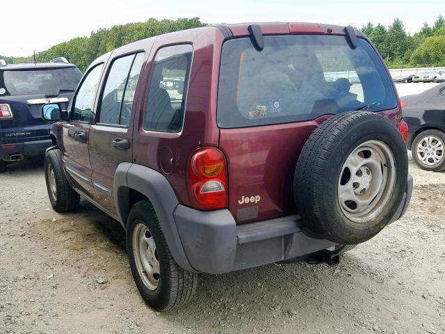 1J4GK48K12W326874 - 2002 JEEP LIBERTY SP MAROON photo 3