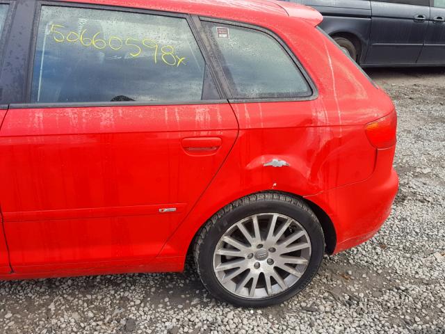 WAUHF78PX7A096667 - 2007 AUDI A3 2 RED photo 9