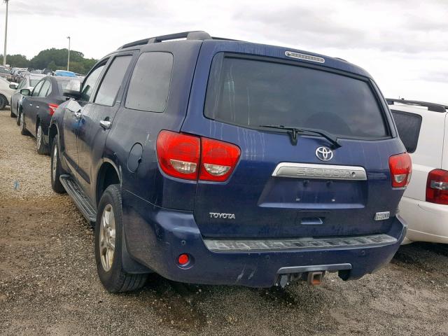 5TDZY68A68S005342 - 2008 TOYOTA SEQUOIA LI BLUE photo 3