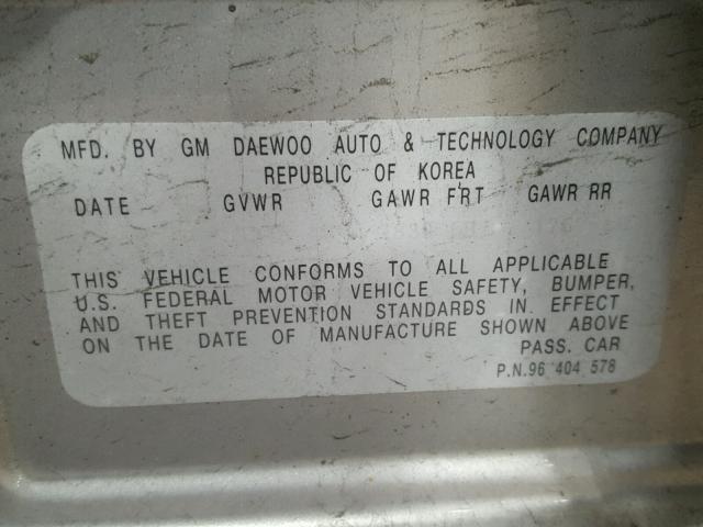 KL1TJ526X4B267835 - 2004 CHEVROLET AVEO LS SILVER photo 10