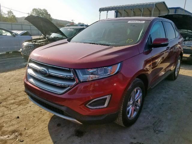 2FMTK3J85FBB90863 - 2015 FORD EDGE SEL RED photo 2