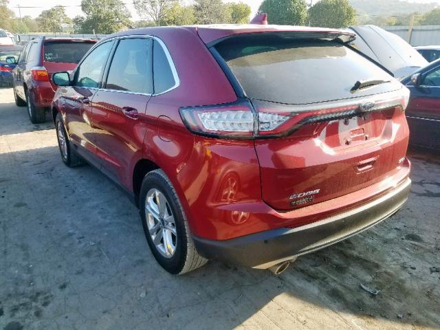 2FMTK3J85FBB90863 - 2015 FORD EDGE SEL RED photo 3