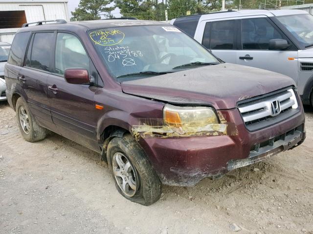 5FNYF18398B045988 - 2008 HONDA PILOT SE BURGUNDY photo 1