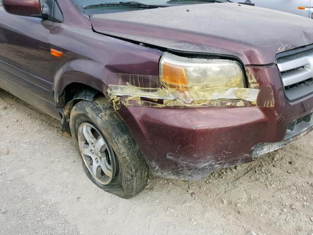 5FNYF18398B045988 - 2008 HONDA PILOT SE BURGUNDY photo 9