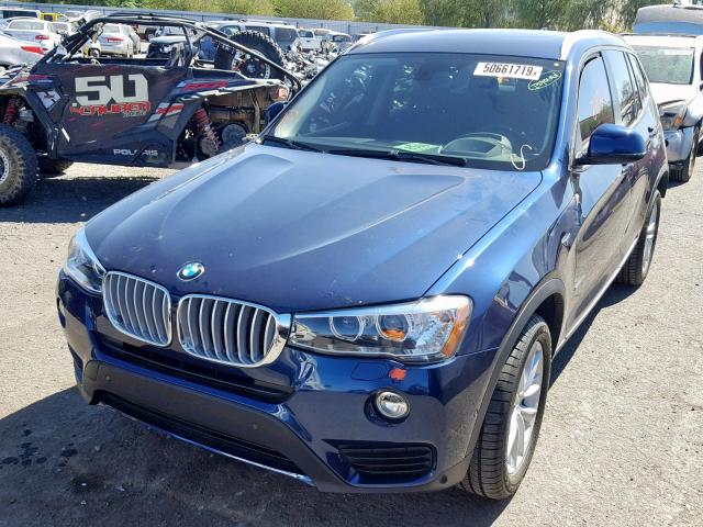 5UXWZ7C55H0U47207 - 2017 BMW X3 SDRIVE2 BLUE photo 2