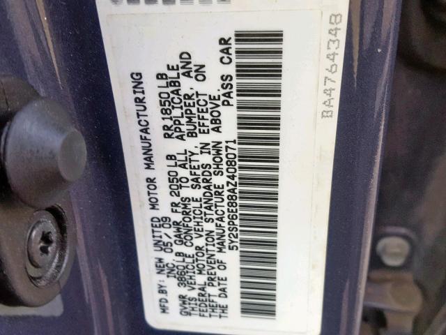 5Y2SP6E88AZ408071 - 2010 PONTIAC VIBE GRAY photo 10