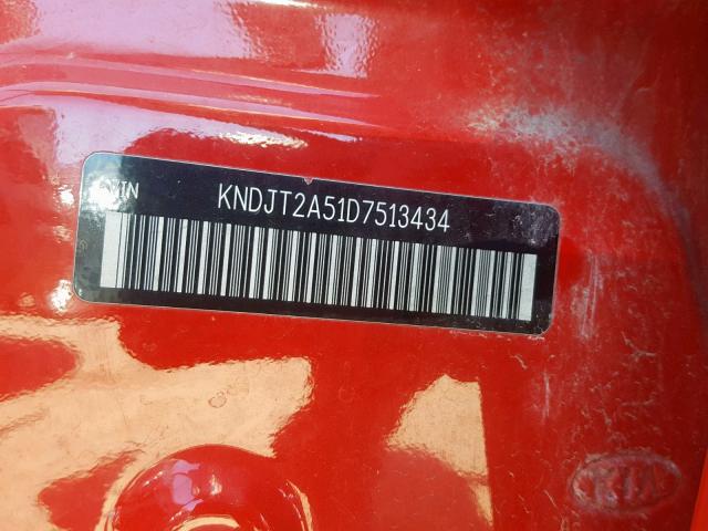 KNDJT2A51D7513434 - 2013 KIA SOUL RED photo 10