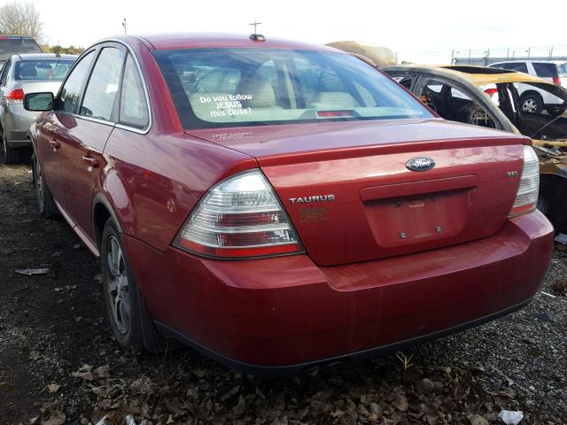 1FAHP24W99G120561 - 2009 FORD TAURUS SEL RED photo 3