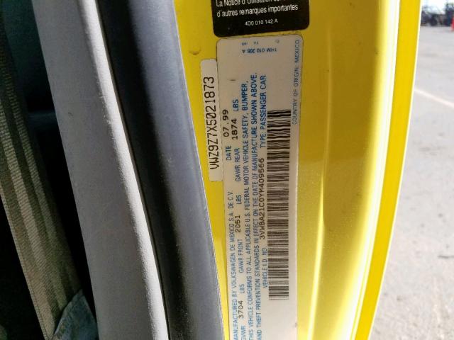 3VWBA21C0YM409566 - 2000 VOLKSWAGEN NEW BEETLE ყვითელი ფოტო 10