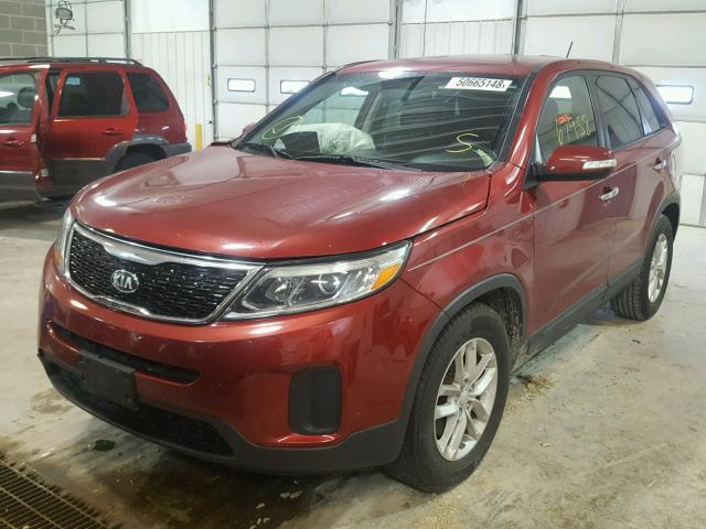 5XYKT3A68EG532778 - 2014 KIA SORENTO LX RED photo 2