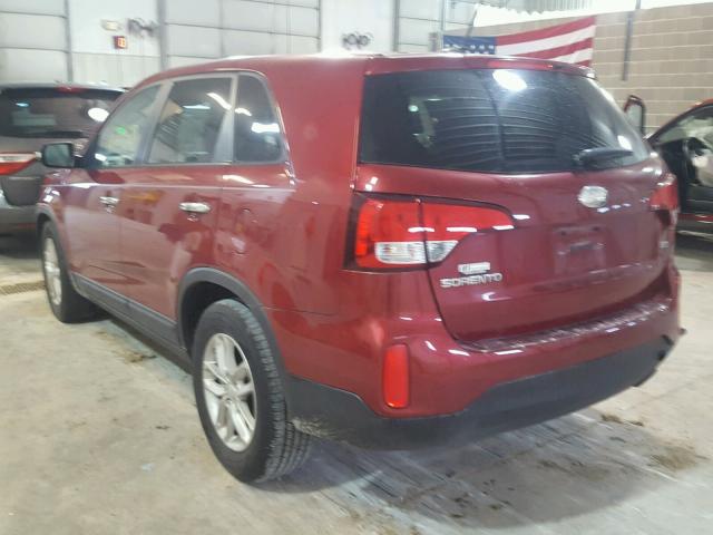 5XYKT3A68EG532778 - 2014 KIA SORENTO LX RED photo 3