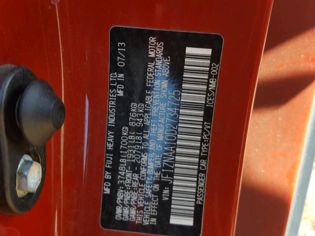 JF1ZNAA10D2734725 - 2013 TOYOTA SCION FR-S BLUE photo 10
