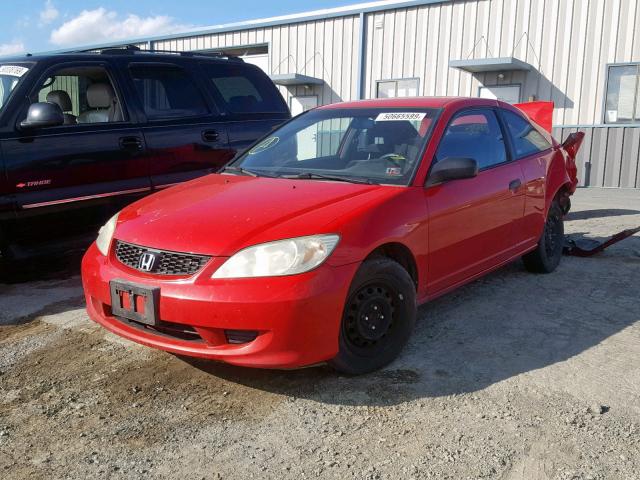 1HGEM21355L036918 - 2005 HONDA CIVIC DX V RED photo 2