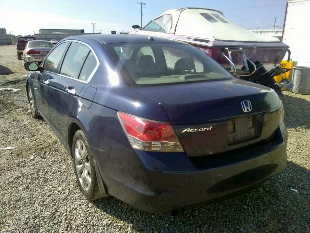 1HGCP36808A052646 - 2008 HONDA ACCORD EXL BLUE photo 3