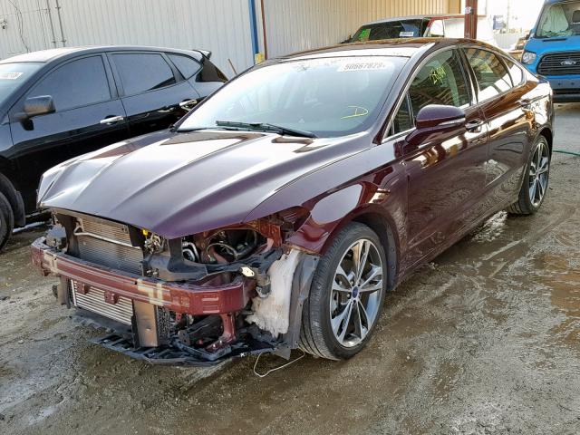 3FA6P0K90HR120335 - 2017 FORD FUSION TIT BURGUNDY photo 2