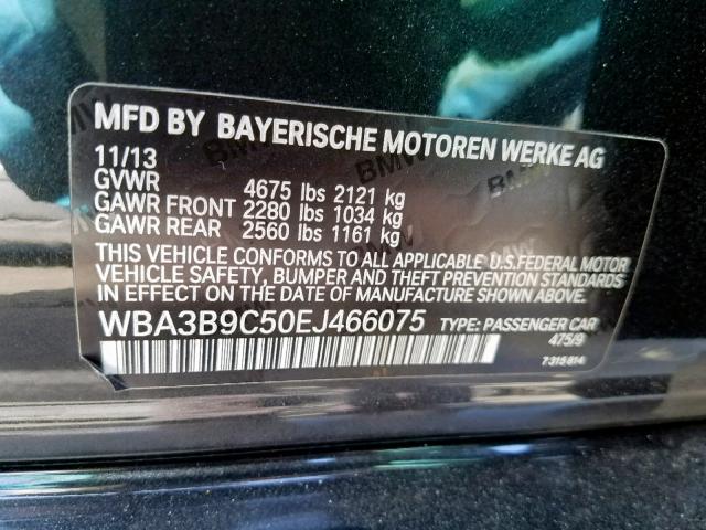 WBA3B9C50EJ466075 - 2014 BMW 335 XI BLACK photo 10