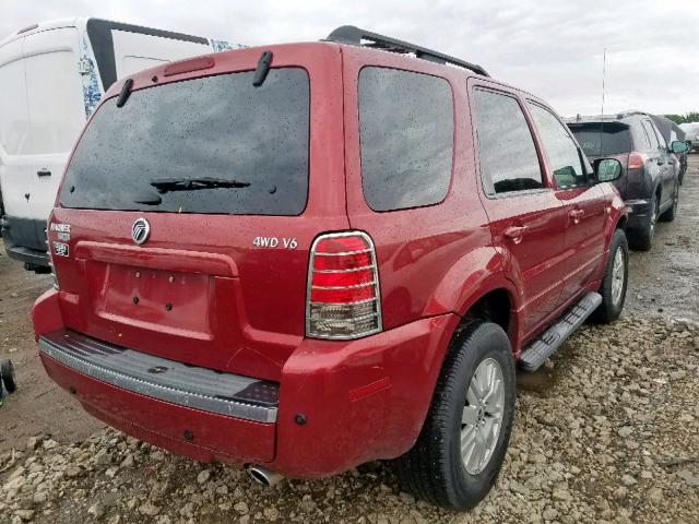 4M2CU57165DJ33515 - 2005 MERCURY MARINER RED photo 4