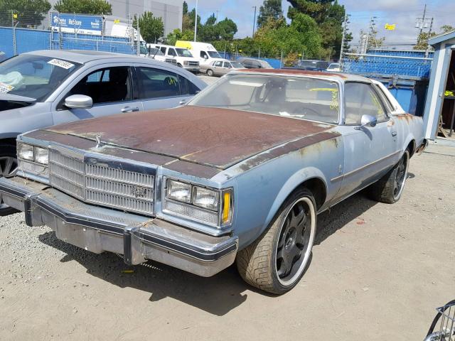 4J57R7Z162347 - 1977 BUICK COUPE BLUE photo 2