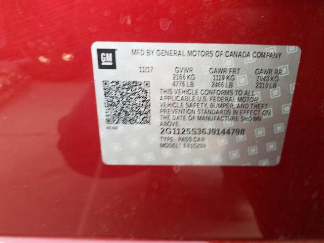 2G1125S36J9144798 - 2018 CHEVROLET IMPALA PRE RED photo 10