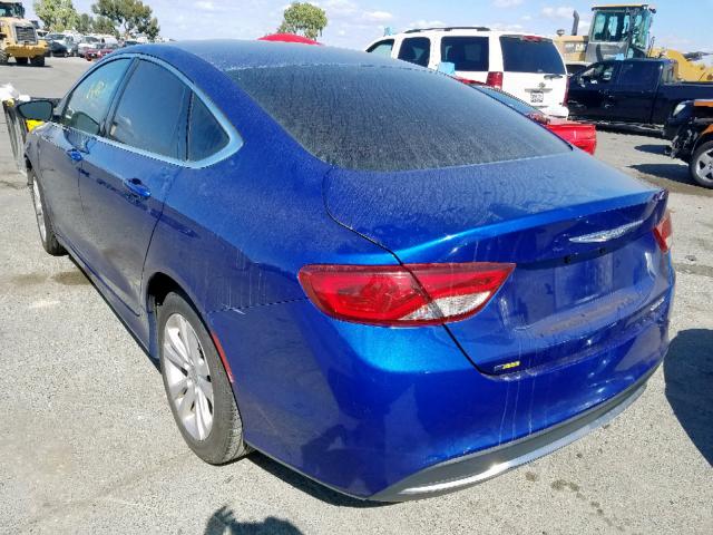 1C3CCCAB0FN579156 - 2015 CHRYSLER 200 LIMITE BLUE photo 3