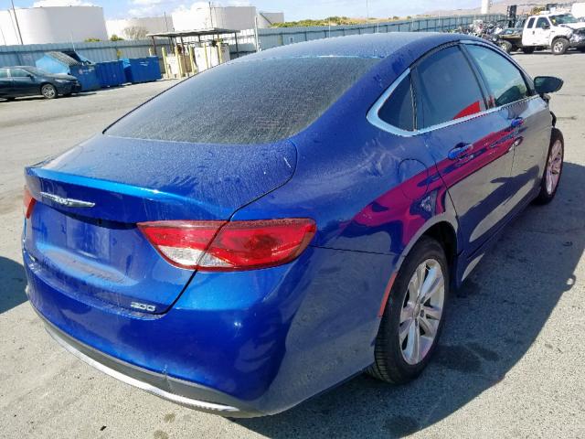 1C3CCCAB0FN579156 - 2015 CHRYSLER 200 LIMITE BLUE photo 4