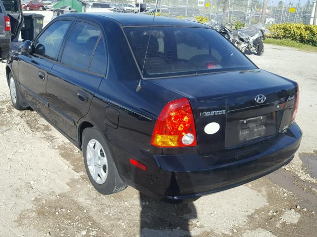 KMHCG45C85U614485 - 2005 HYUNDAI ACCENT GL BLACK photo 3